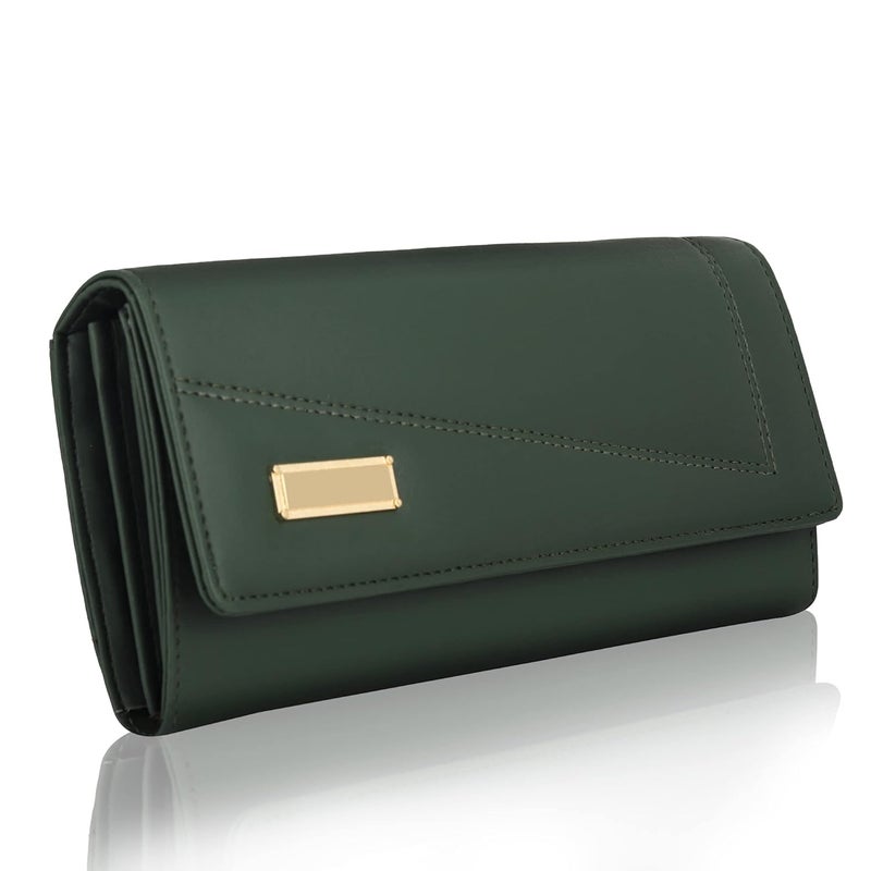 ALSU Women's Wallet | Stylish Purse with Phone Pocket,4 Card Pocket and Multiple Compartment| Party Clutch for Girl | Travel Hand Purse for Women| Office Bag for Women (Green) - Image 1