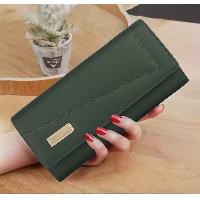 ALSU Women's Wallet | Stylish Purse with Phone Pocket,4 Card Pocket and Multiple Compartment| Party Clutch for Girl | Travel Hand Purse for Women| Office Bag for Women (Green) - Image 2