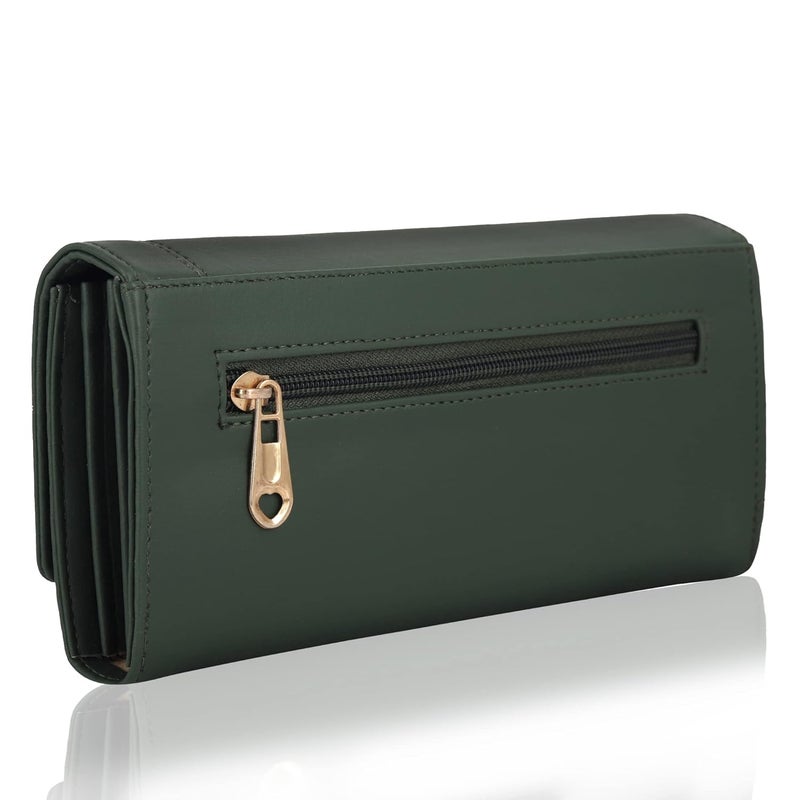 ALSU Women's Wallet | Stylish Purse with Phone Pocket,4 Card Pocket and Multiple Compartment| Party Clutch for Girl | Travel Hand Purse for Women| Office Bag for Women (Green) - Image 4