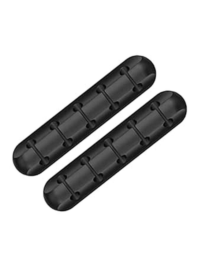 2Pcs Black Adhesive Cable Organizer for Desk Management Keep Data Headphone Network Cables Neat - Image 1