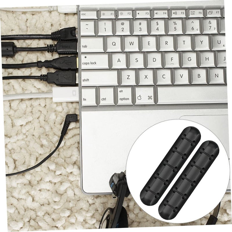 2Pcs Black Adhesive Cable Organizer for Desk Management Keep Data Headphone Network Cables Neat - Image 4
