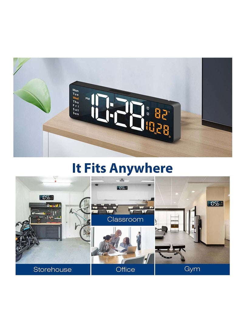 MIXDE Digital Wall Clock Large Display,16 Inch Large Wall Clocks, LED Digital Clock with Remote Control for Living Room Decor, Automatic Brightness Dimmer Big Clock with Date Week Temperature  - Image 2