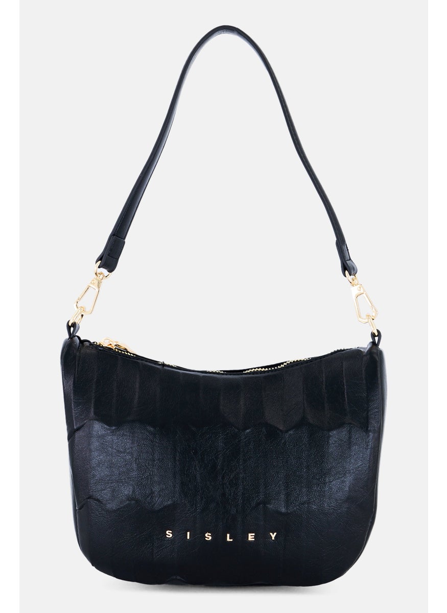 SISLEY Women Brand Logo Shoulder Bag, Black  - Image 1