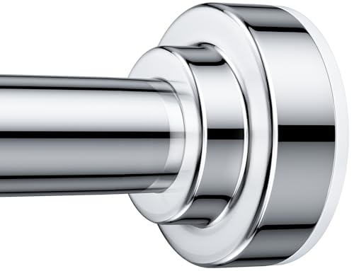 TEECK Shower Curtain Rod, 32-80 inch Adjustable Spring Tension Curtain Rod, Never Rust Anti-Slip Shower Curtain Rod for Bathroom, No Drilling, Never Collapse, Easy to Use, Silver - Image 1