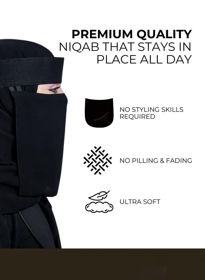 Premium triple layer chiffon veil with back tie, breathable veil, head-worn face scarf, niqab - Image 4