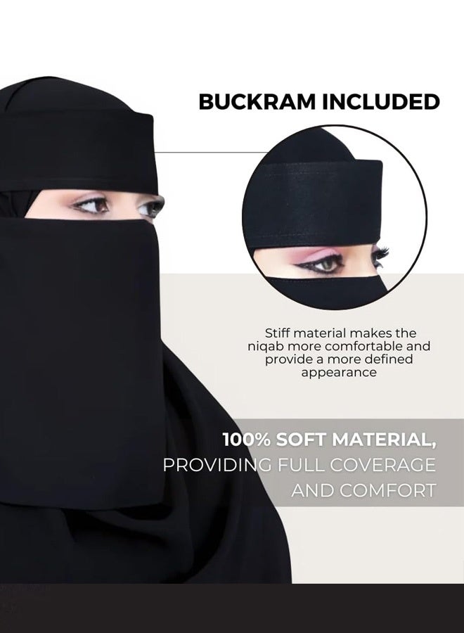 Premium triple layer chiffon veil with back tie, breathable veil, head-worn face scarf, niqab - Image 3