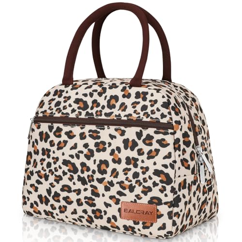 BALORAY Lunch Bag for Women Men Cute Reusable Insulated Lunch Box Large Capacity Lunch Tote Bag for Work, Picnic or Travel (Zipper Leopard) - Image 1
