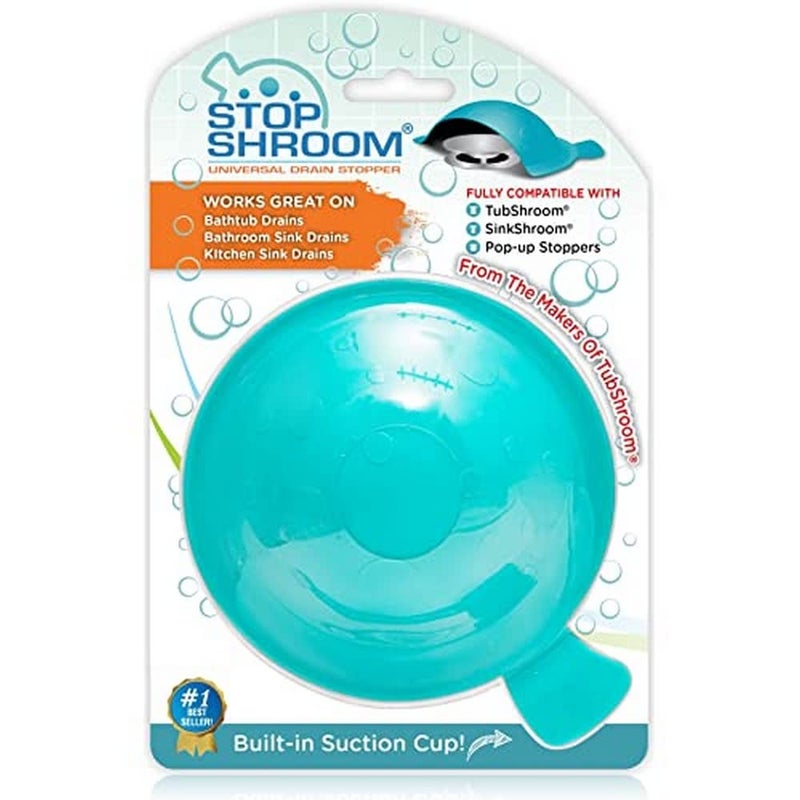 StopShroom STBLU232 Universal Stopper Plug Cover for Bathtub Bathroom and Kitchen Drains Aqua