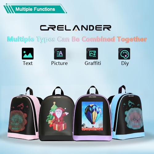 Crelander LED Backpack, 12 inch App Control Small Laptop Backpack with Programmable Screen DIY Pixel Art Animation Smart Dynamic Fashion Shoulder Bag for Girls and Women Daily Use Cycling - Image 2