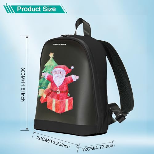 Crelander LED Backpack, 12 inch App Control Small Laptop Backpack with Programmable Screen DIY Pixel Art Animation Smart Dynamic Fashion Shoulder Bag for Girls and Women Daily Use Cycling - Image 3