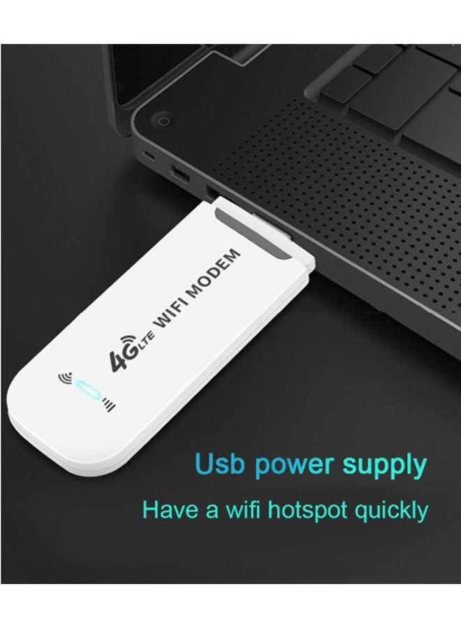 دن محول شبكة USB 4G LTE / جهاز نقطة اتصال Wi-Fi محمول بحجم الجيب / مناسب للسفر / التوصيل والتشغيل (أبيض) - Image 5