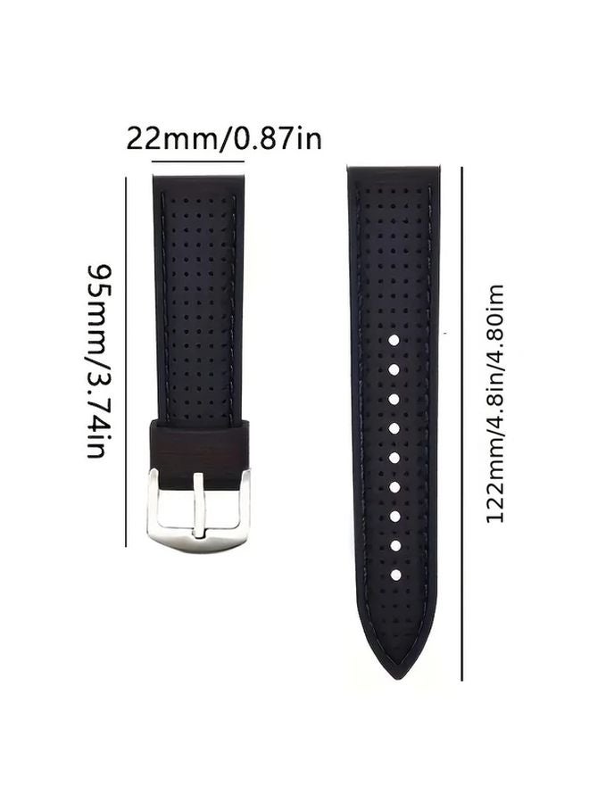 22mm Mixed Color Breathable Rubber Watch Strap For Men Soft Sports Band - Image 2