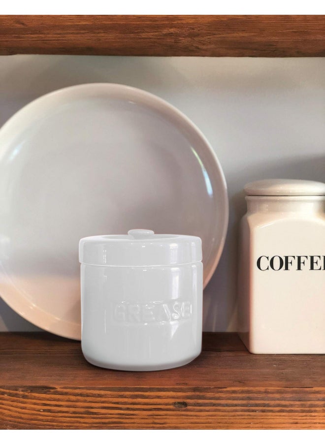 Fox Run 6238 Porcelain Grease Container, White