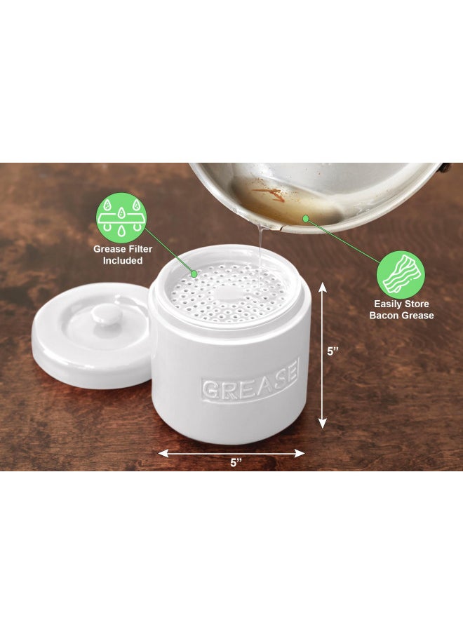 Fox Run 6238 Porcelain Grease Container, White
