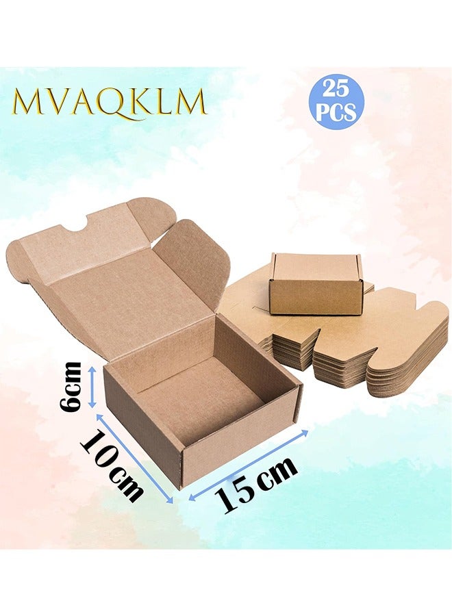 MVAQKLM  25 PCS Small Shipping Box Cardboard Box 15x10x6cm Small Cardboard Boxes Corrugated Box Cardboard Shipping Boxes Small Carton For Mailing Box Packaging Small E Commerce Moving Box - Image 3
