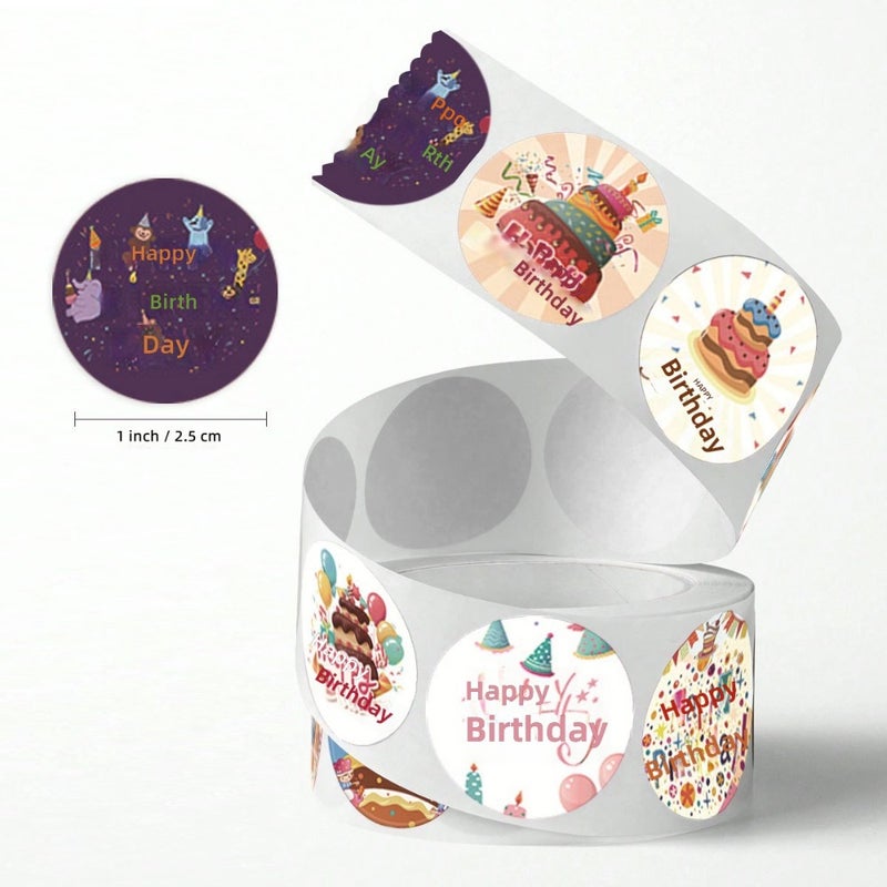 Cross-border birthday cake sealing sticker happy birthday sticker envelopes gift packaging bags carton stickers sealing  decoration - Image 2