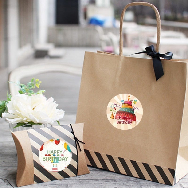 Cross-border birthday cake sealing sticker happy birthday sticker envelopes gift packaging bags carton stickers sealing  decoration - Image 5