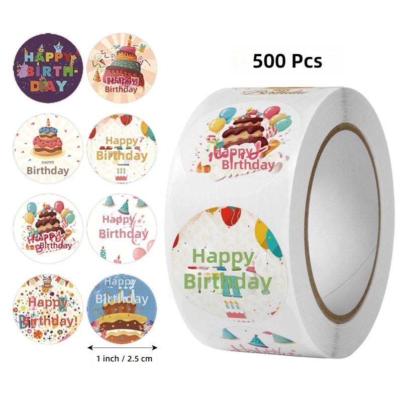 Cross-border birthday cake sealing sticker happy birthday sticker envelopes gift packaging bags carton stickers sealing  decoration - Image 1