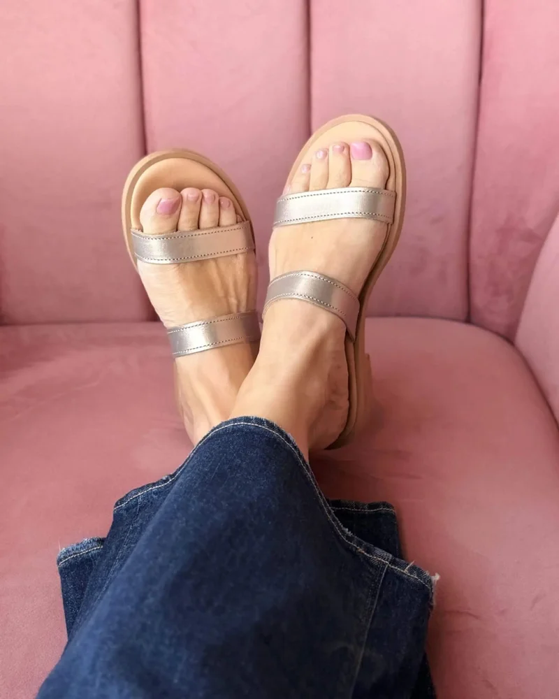SHOEQ Bronze Aria Luxe Slide for Women | Best Price UAE