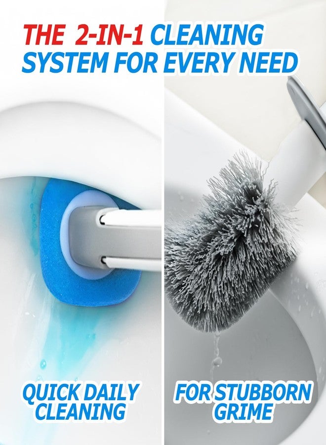 Denvlex Disposable Toilet Brush&Toilet Bowl Brush and Holder Set - Toilet Scrubber Brush,Toilet Bowl Cleaners,Household Essentials,Cleaning Supplies,White - Image 2