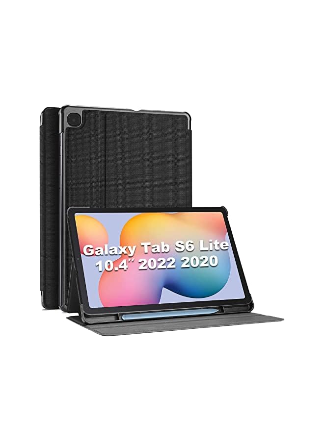 Procases Galaxy Tab S6 Lite 10.4 Case 2022 2020 with Stylus Holder, Slim Stand Protective Folio Case Smart Cover for Galaxy Tab S6 Lite 10.4 Inch SM-P613 P619 P610 P615 -Black - Image 2