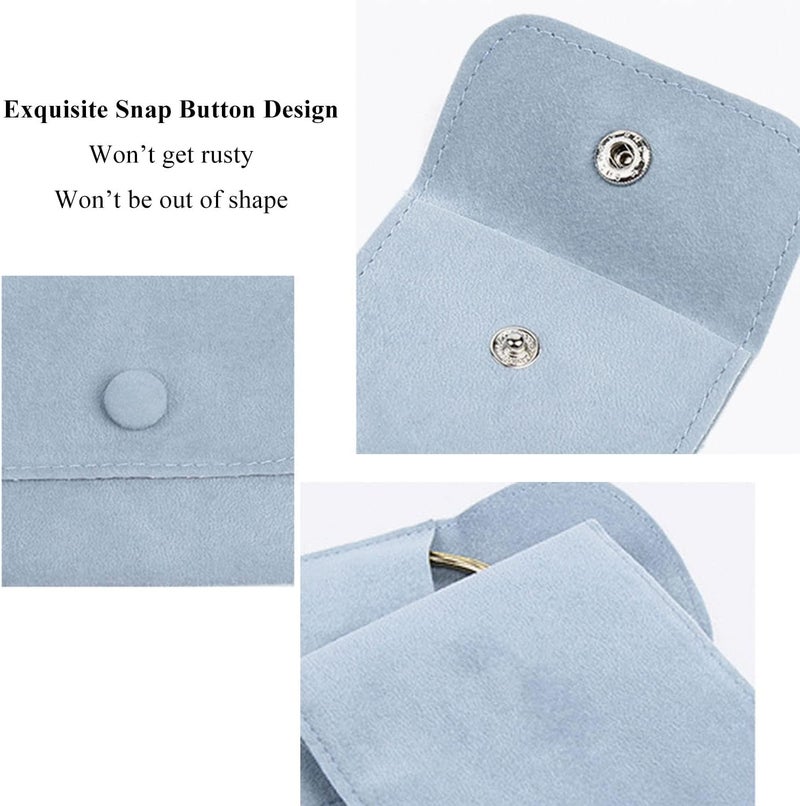 Hsiwto Pack of 10 Velvet Jewelry Pouch Storage Bags Portable Jewelry Gift Bag With Snap Button, Large Powder Blue - Image 4
