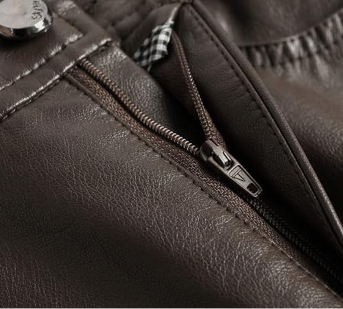 HaoMay Women's High Waist Wide Leg PU Faux Leather Cropped Pants Culottes(Brown-XS) - Image 4