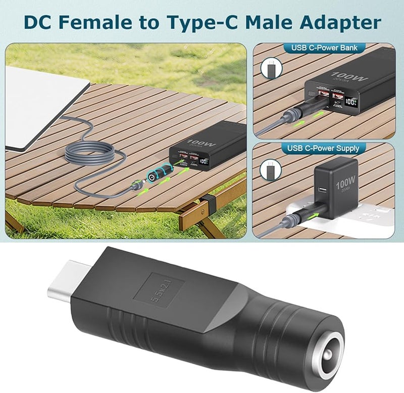 USB C To DC5521 Power Adapter 100W Fast Charging Outdoor Networking Accessory Color D - Image 3