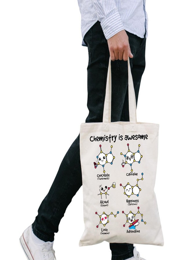 STRUTT Foldable Canvas Tote Bag for Women, Tote Bag for College Girls,100% Organic Cotton Reusable Shopping Bag for Grocery, Eco-Friendly Multi-Purpose Bag for Travel & Daily Use - Chemistry - Image 3