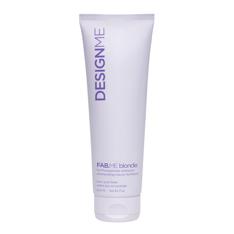 DesignMe FABME Blonde Fortifying Purple Shampoo  Toning Purple Shampoo for Blonde Hair  Neutralizes Brass and Yellow Tones  Enriched with Hyaluronic Acid  Color Depositing Formula