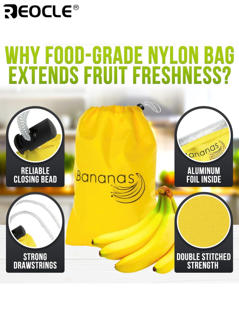 REOCLE 2pcs Food-Grade Nylon Banana Storage Bag Large Capacity Reusable Produce Bag with Aluminum Bead Closure Keeps Bananas Fresh 7 Days Double Stitched Design - Image 5