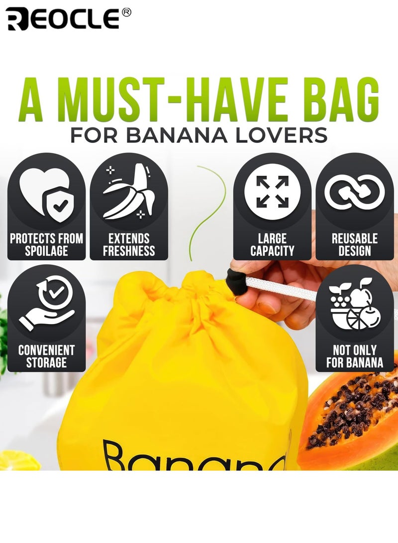 REOCLE 2pcs Food-Grade Nylon Banana Storage Bag Large Capacity Reusable Produce Bag with Aluminum Bead Closure Keeps Bananas Fresh 7 Days Double Stitched Design - Image 4