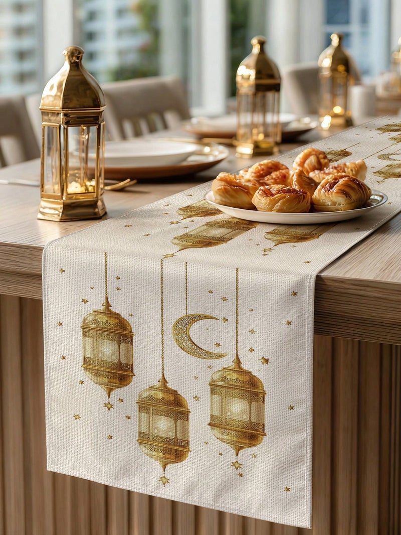 زينة رمضان مفرش طاولة رمضان – مقاس 33 × 183 سم – زينة رمضان للمنازل والحفلات - Image 1