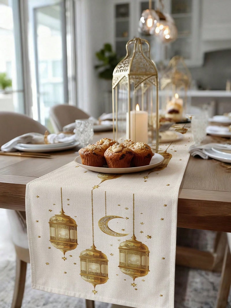 زينة رمضان مفرش طاولة رمضان – مقاس 33 × 183 سم – زينة رمضان للمنازل والحفلات - Image 5