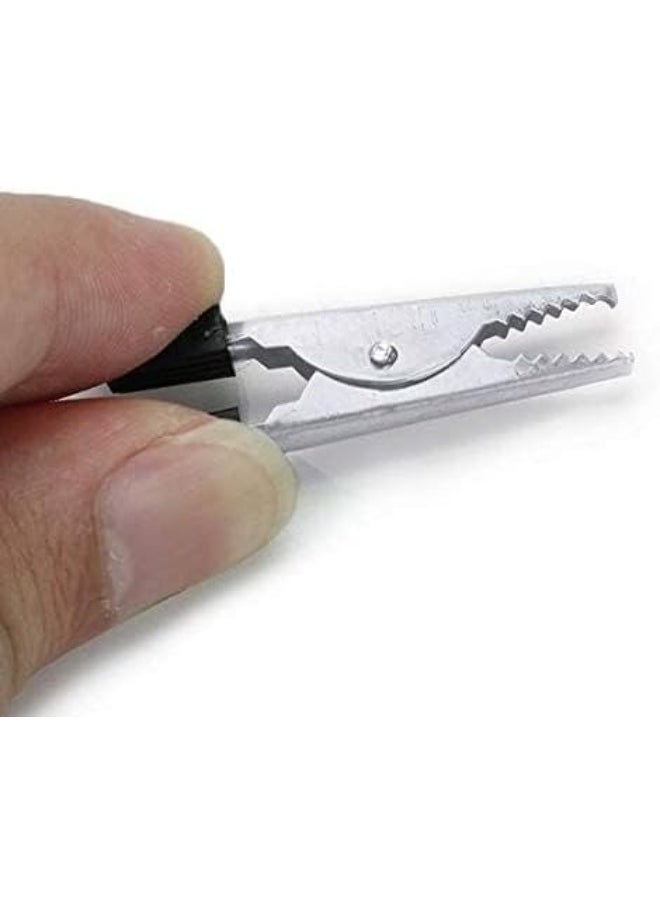 UHcom Uhcom 1 Pair Mini Crocodile Clamp Test Alligator Clips With Screw Diy Experiment Wire Red And Black  - Image 2