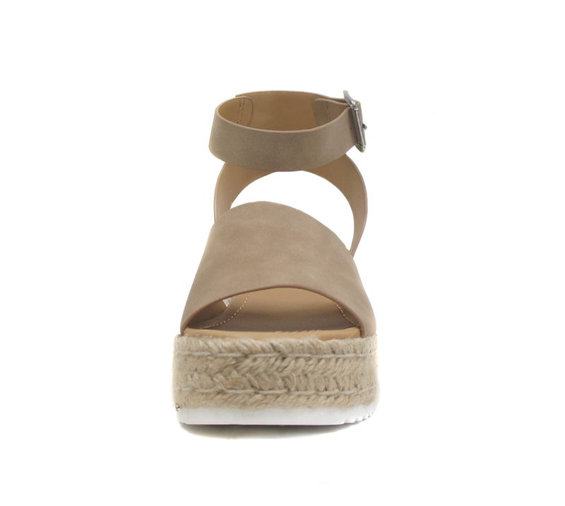 Soda Topic Open Toe Buckle Ankle Strap Espadrilles Flatform Wedge Casual Sandal (Dark Natural, us_footwear_size_system, adult, numeric, medium, 8.5) - Image 3