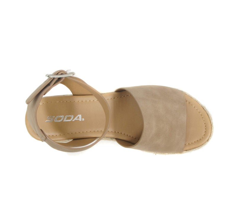 Soda Topic Open Toe Buckle Ankle Strap Espadrilles Flatform Wedge Casual Sandal (Dark Natural, us_footwear_size_system, adult, numeric, medium, 8.5) - Image 5