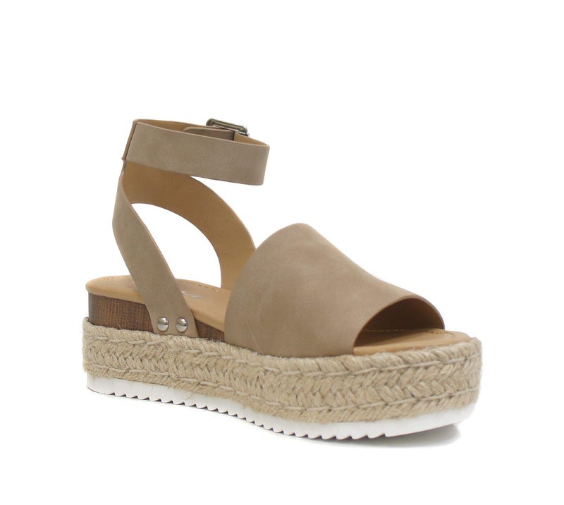 Soda Topic Open Toe Buckle Ankle Strap Espadrilles Flatform Wedge Casual Sandal (Dark Natural, us_footwear_size_system, adult, numeric, medium, 8.5) - Image 4