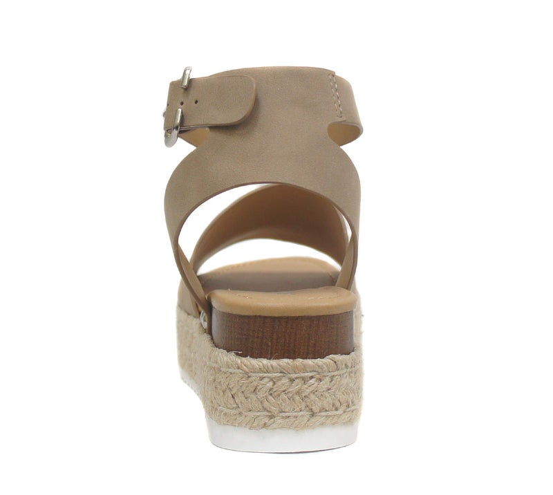 Soda Topic Open Toe Buckle Ankle Strap Espadrilles Flatform Wedge Casual Sandal (Dark Natural, us_footwear_size_system, adult, numeric, medium, 8.5) - Image 2