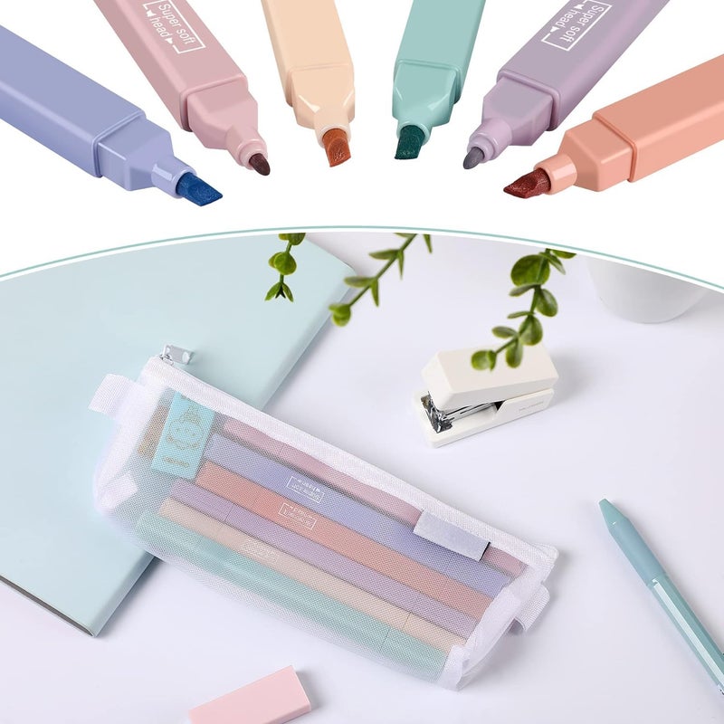 Radiant Aesthetic Pastel Highlighters and Pens, No Bleed, Chisel Tip, for Journaling, Note Taking, School Supplies (Pack of 6) (Double Tip) - Image 5