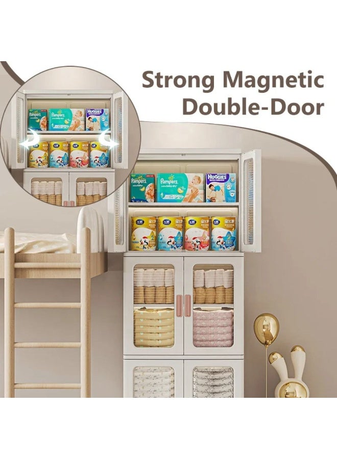 Multi-Purpose Foldable Home Storage Cabinet with Wheels – Practical Solution to Organize Daily Items, Save Space, and Easily Move Anywhere – AB - Image 3