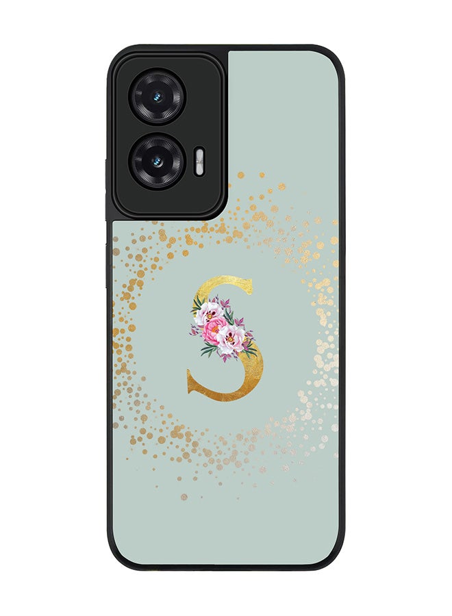 Stylizedd For Motorola Moto G35 Case,Slim fit Camera Protection, Shockproof Thin Phone cover  - Custom Monogram Floral - S  (Light Grey )