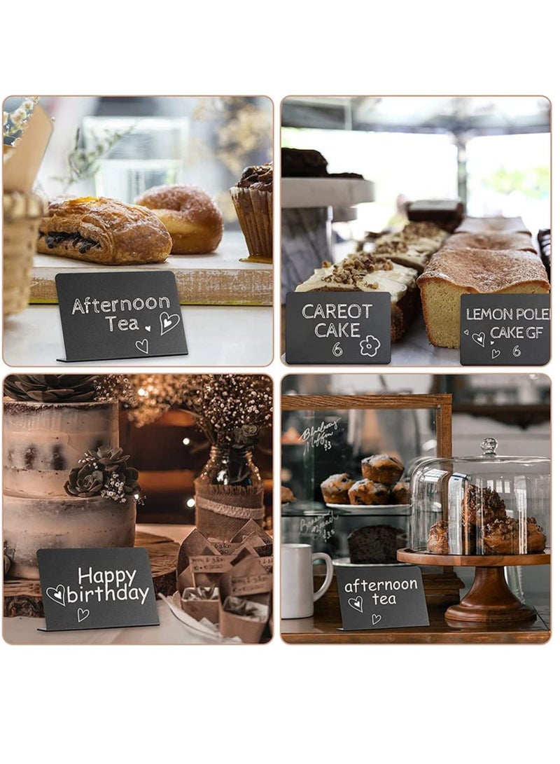 20 Pack Mini Chalkboard Signs for Food Labels, 4''x3'' Table Chalk Board Sign with 2pcs White Chalks, Resuable Wipable Desktop Sign for Food, Buffet, Wedding, Party, Bakery and Retail Label - Image 5