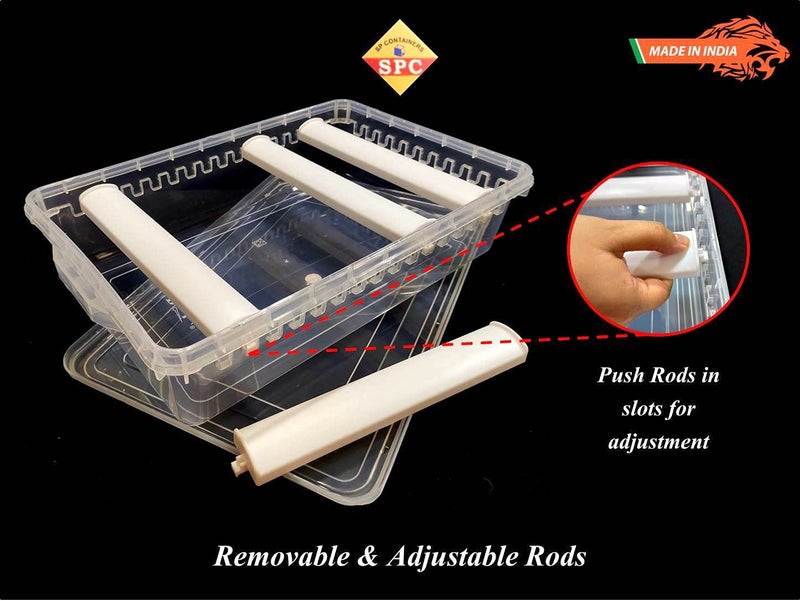 SPC Plastic Adjustable 4 Rod Bangle Box Chudi Set Organizer Jewellery Storage Display Box For Chudi Bracelet Wrist Watch Hair Bands Scrunchies Accessories,Transparent (1),25 X 38 X 9 Cm,25 Centimeters - Image 3