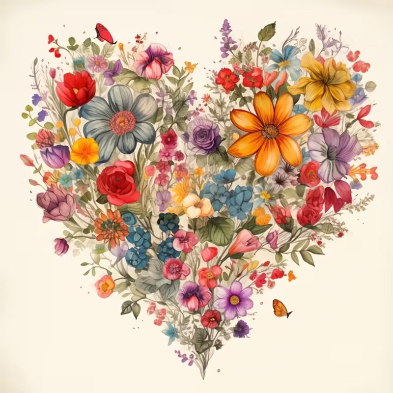 KTHOFCY 5D DIY Love Heart Floral Diamond Painting Kits for Adults,Love Heart Flower Full Drill Embroidery Cross Stitch Crystal Rhinestone Paintings Arts Wall Decor Painting Dots Kits 11.8X11.8 inch - Image 1