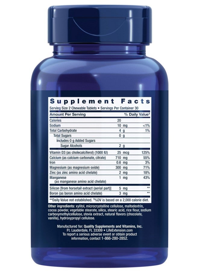 Life Extension Life Extension Bone Restore Calcium Supplement Chewable Tablets, Bone Health Supplement, Calcium, Vitamin D, Minerals, Gluten Free, Non-GMO, 60 Tablets  - Image 2