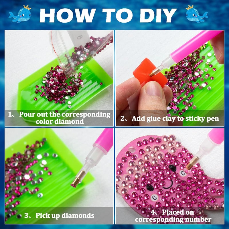 Labeol Arts and Crafts for Kids Ages 8-12 - Creat Your Own GEM Keychains-5D Diamond Painting by Numbers Gem Art Kits for Kids GirlsToddler Crafts Age 3-5 4-6 6-8 10-12… (Ocean) - Image 3