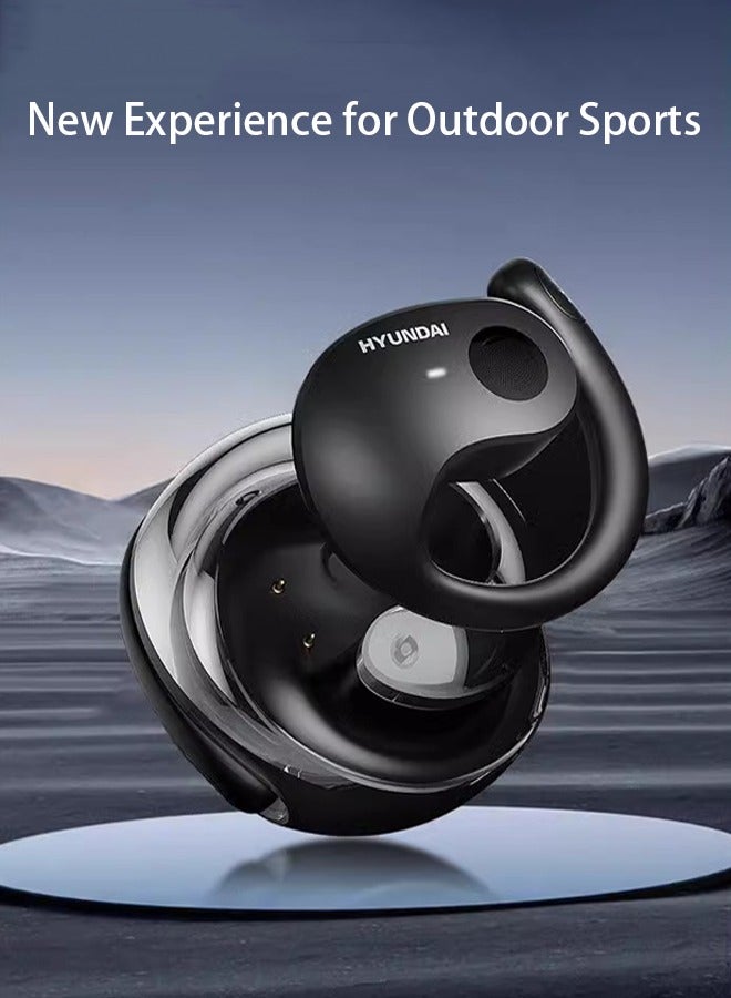 HYUNDAI High Quality Wireless Bluetooth Headphones Ear-hook Headphones Sports Noise Cancelling Lanyard Headphones 3D Stereo Suspension Bluetooth Headphones Waterproof Headphones Noise Cancelling (Black) - Image 2