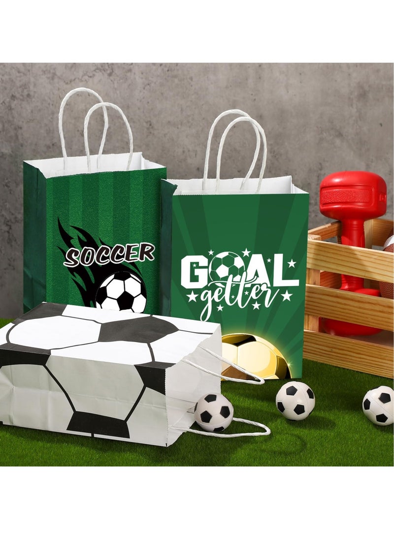 SYOSI 24 قطعة أكياس ورقية لحفلة كرة القدم، أكياس حلوى كرة القدم، أكياس حلوى، مناسبة لزينة حفلات عيد الميلاد للأطفال والبالغين ذات الطابع الكروي - Image 3