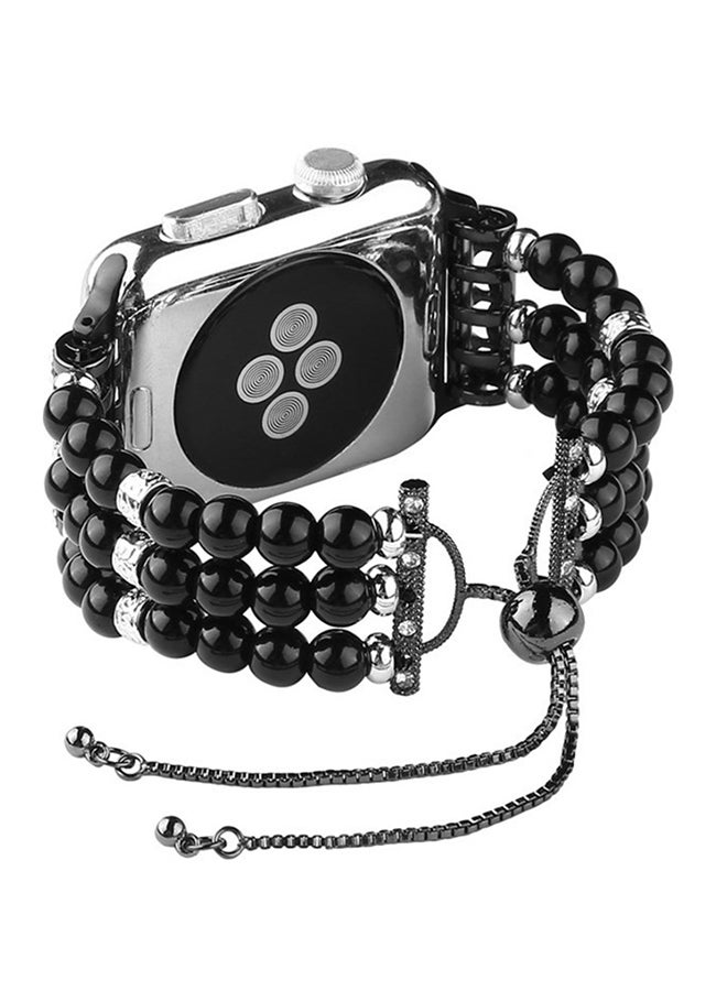 ISank Beaded Strap Replacement Band for Apple Watch Series 1/2/3/4 42mm/44mm Black - Image 2